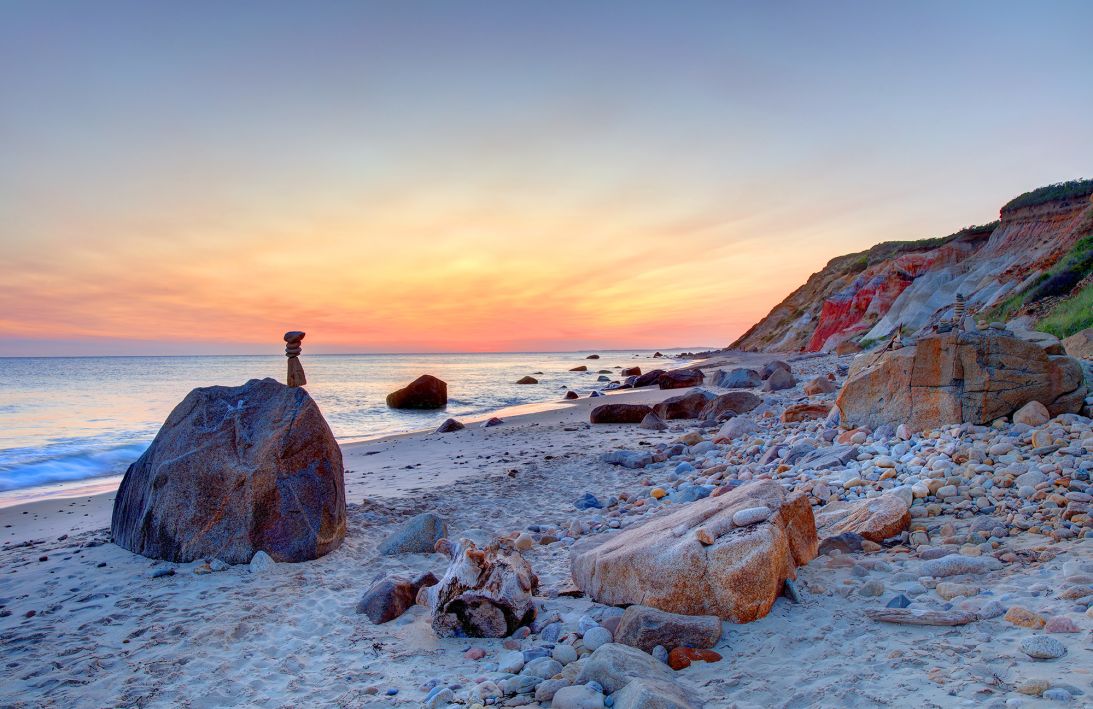 Moshup Beach, also known as Aquinnah Beach, is a stunning stretch of Massachusetts coastline on the western side of Martha's Vineyard. A section of the beach is clothing optional.