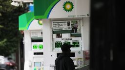 A person pumps gas at a BP gas station on June 12, 2023 in Brooklyn.