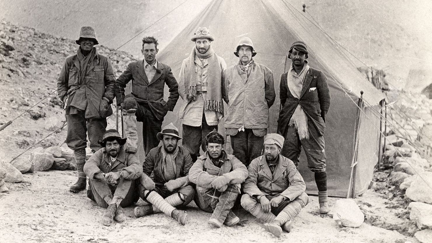 Andrew Irvine (back row, far left) and George Mallory (back row, second from left) were members of the 1924 British Mount Everest expedition. The two broke off from the team on June 8, 1924, in a push for the summit.