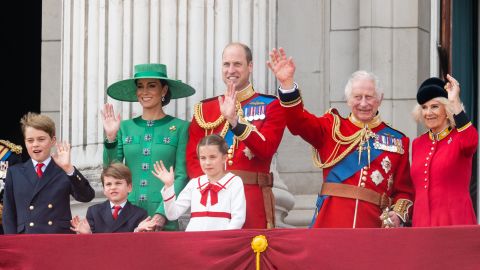 The Royal Family on the balcony during Trooping the Colour on June 17, 2023 in London.