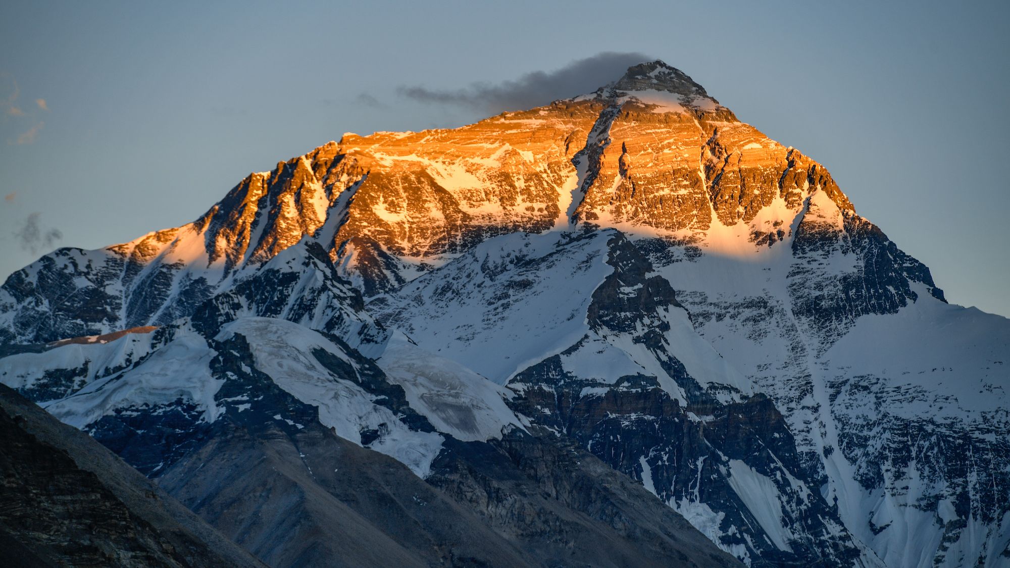 Everest is known as Qomolangma ("holy mother") in Tibetan.