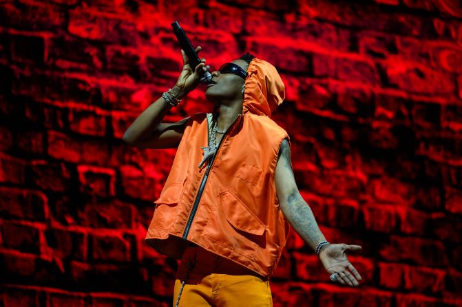 One of the biggest names in Afrobeats, Wizkid has posted on social media that his music goes beyond that label, fusing multiple genres. Pictured, Wizkid performing at the 2023 Glastonbury Festival, in England.