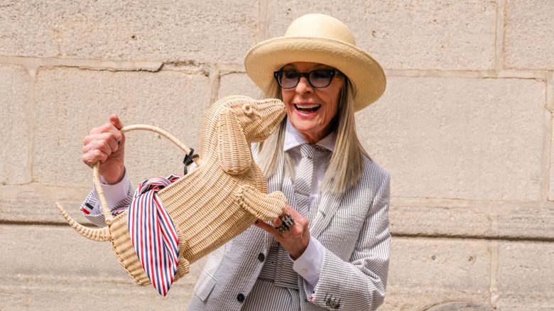 Diane Keaton attends the Thom Browne Haute Couture Fall/Winter 2023/2024 show as part of Paris Fashion Week at Palais Garnier in Paris on July 3, 2023.