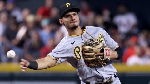 PHOENIX, AZ - JULY 09: Pittsburgh Pirates shortstop Tucupita Marcano (30) makes a throw to first base during a baseball game between the Pittsburgh Pirates and the Arizona Diamondbacks on July 9th, 2023, at Chase Field in Phoenix, AZ. (Photo by Zac BonDurant/Icon Sportswire via Getty Images)