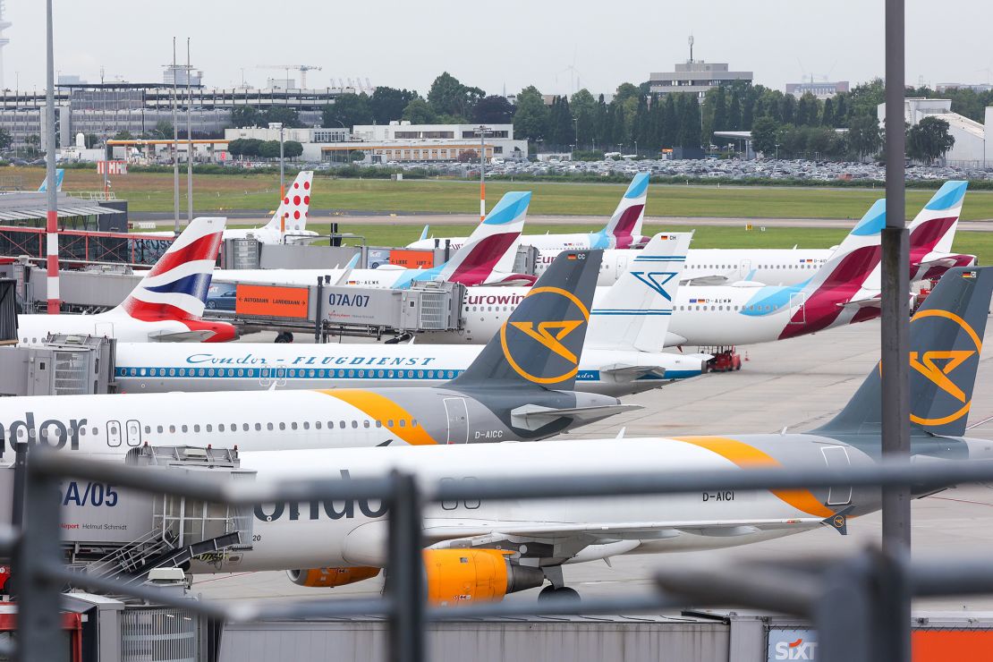 The skies are getting more congested with increasing demand (pictured, Hamburg Airport).