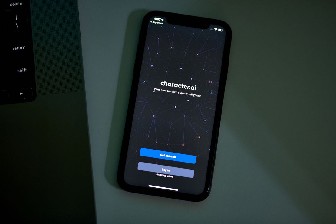 The Charcter.AI app seen on a smartphone in the Brooklyn, New York on Wednesday, July 12, 2023. The AI startup allows people to create custom chatbots.