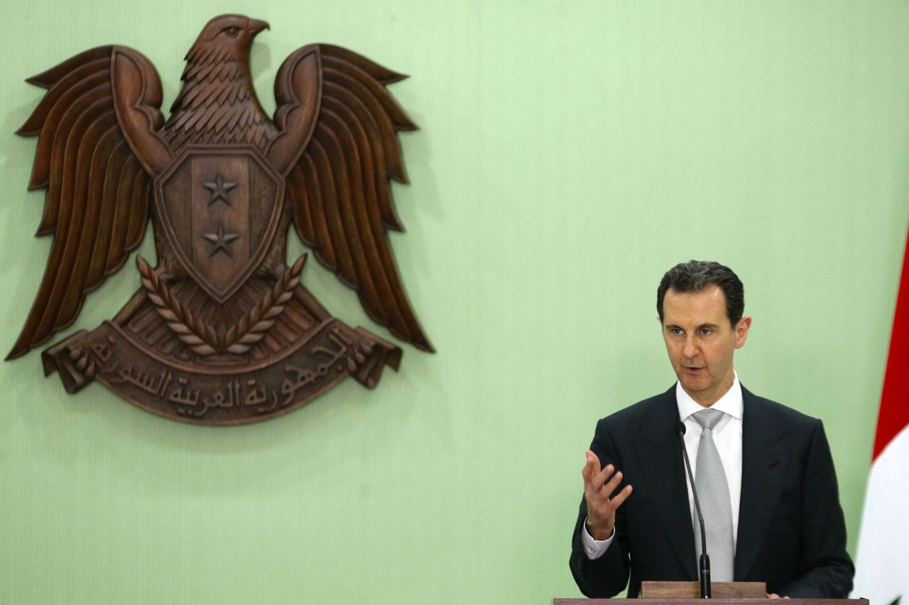 Syrian President Bashar al-Assad speaks during a press conference in Damascus, Syria, on July 16, 2023.