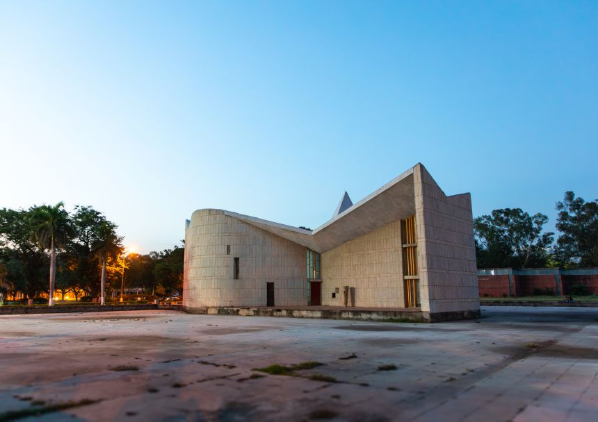Gandhi Bhavan by Pierre Jeanneret at the Panjab University in Chandigarh, India on June 7, 2023.
