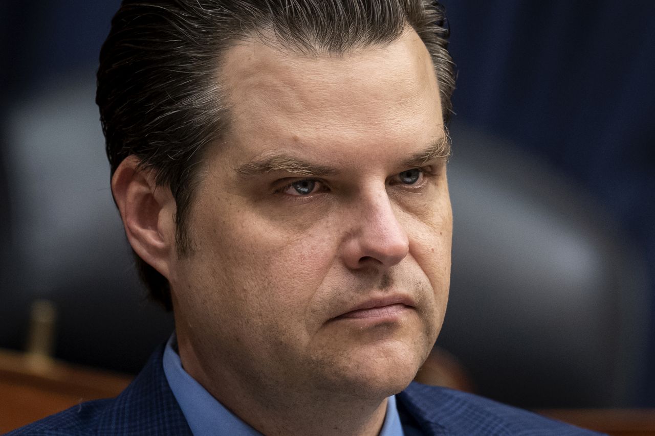 Matt Gaetz attends a House Armed Services Subcommittee  hearing on Capitol Hill on  July 18, 2023.