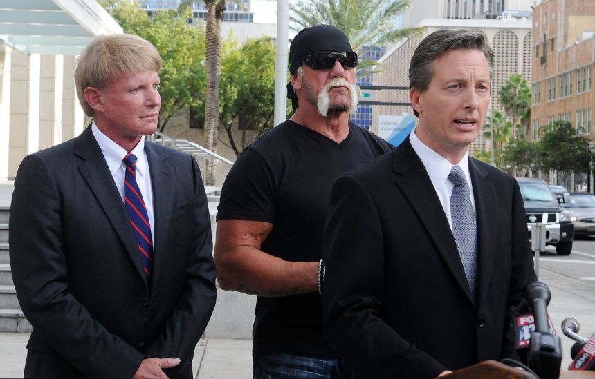 Bollea and his attorneys attend a news conference in Tampa, Florida, to discuss legal action being brought on his behalf in 2012.