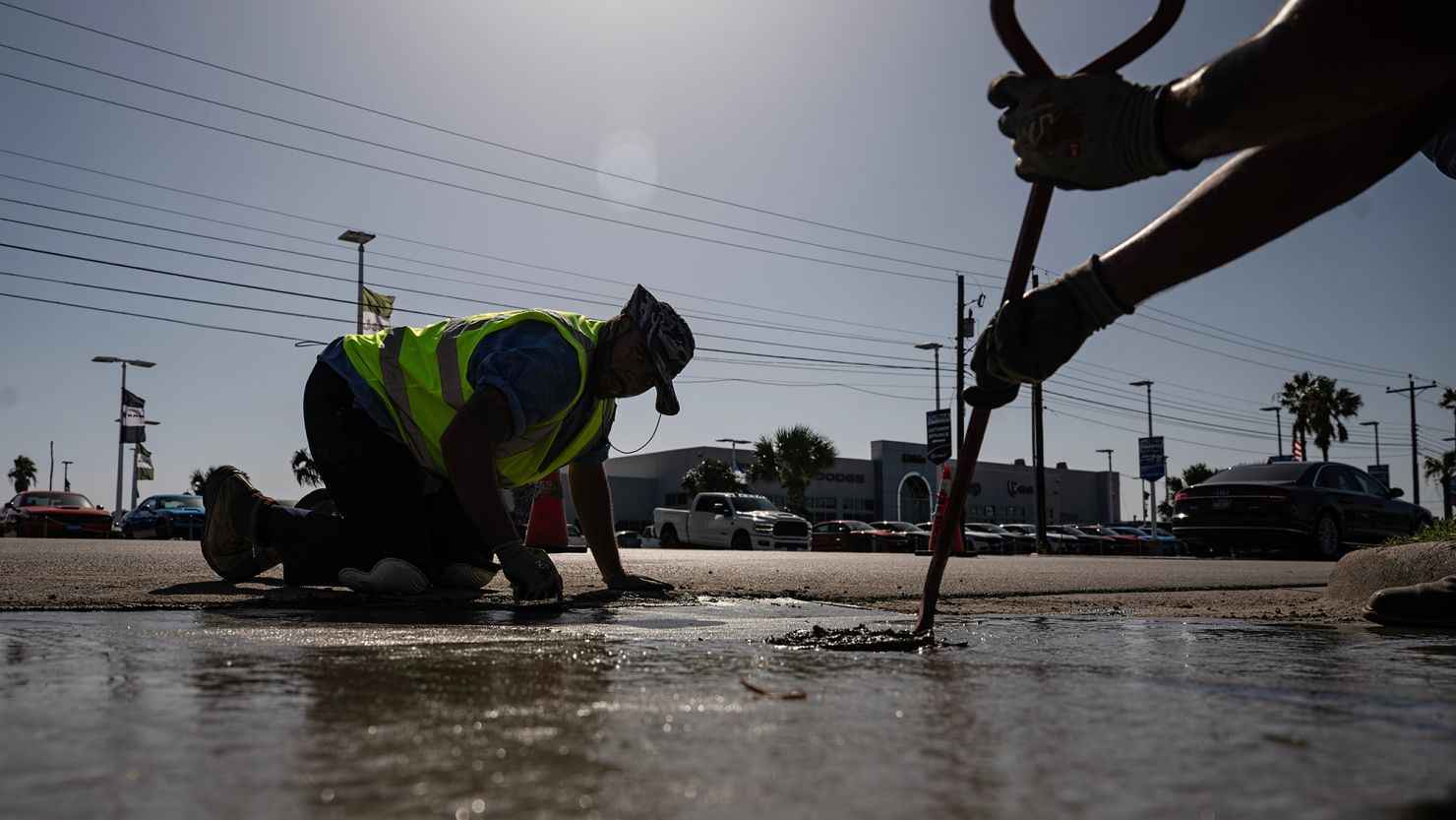 Construction workers doing street repair in Texas during a heat wave last year.