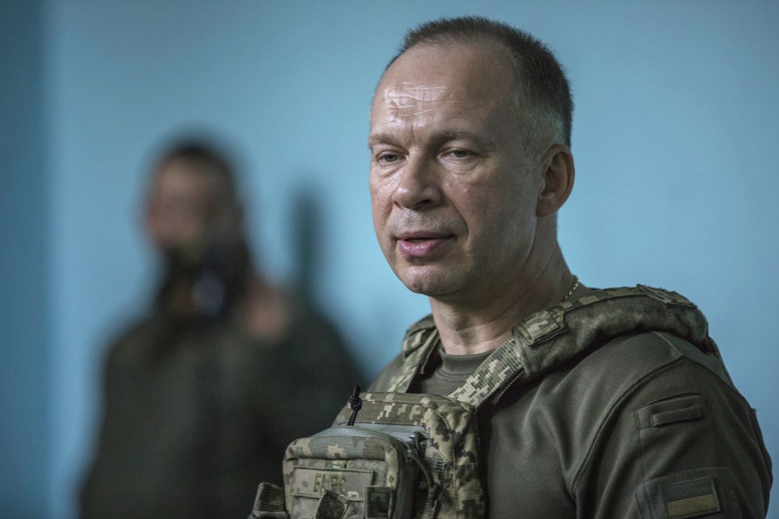 DONETSK OBLAST, UKRAINE - JULY 2: Oleksandr Syrskyi, the commander of the Ukrainian Ground Forces, awards Ukrainian fighters of the 10th Mountain Assault Brigade “Edelweiss” in the Soledar direction on July 2, 2023 in Donetsk Oblast, Ukraine. (Photo by Yuriy Mate/Global Images Ukraine via Getty Images)