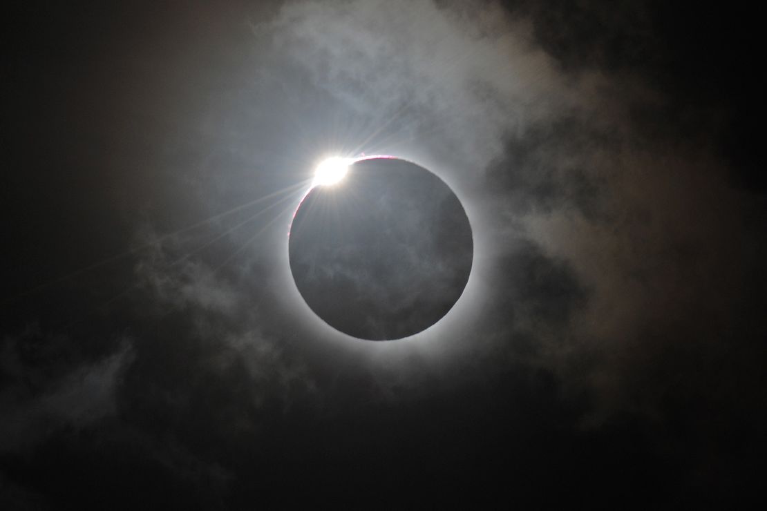 The "diamond ring" effect is visible as the moon makes its final move over the sun?during a total solar eclipse at Palm Cove, Australia, in November 2012.