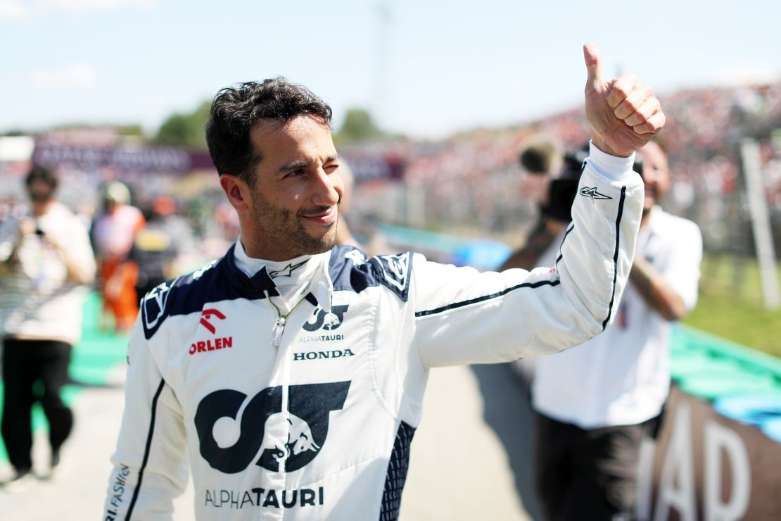 BUDAPEST, HUNGARY - JULY 23: Daniel Ricciardo of Australia and Scuderia AlphaTauri prepares to drive on the grid prior to the F1 Grand Prix of Hungary at Hungaroring on July 23, 2023 in Budapest, Hungary. (Photo by Peter Fox/Getty Images)