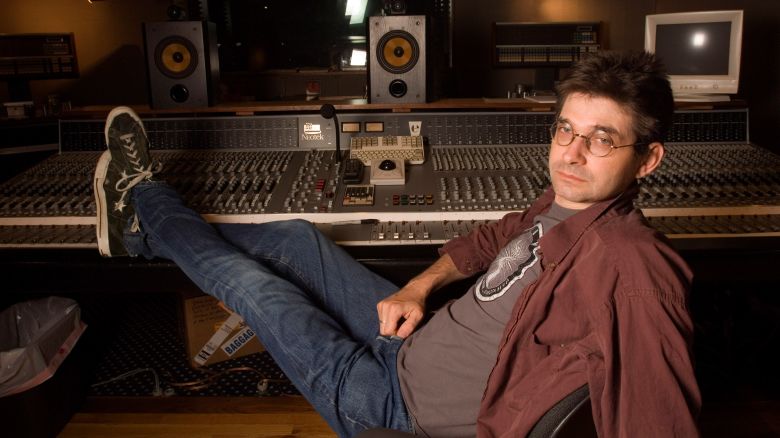 American musician and producer Steve Albini in the 'A' control room of his studio, Electrical Audio, Chicago, Illinois, June 24, 2005.