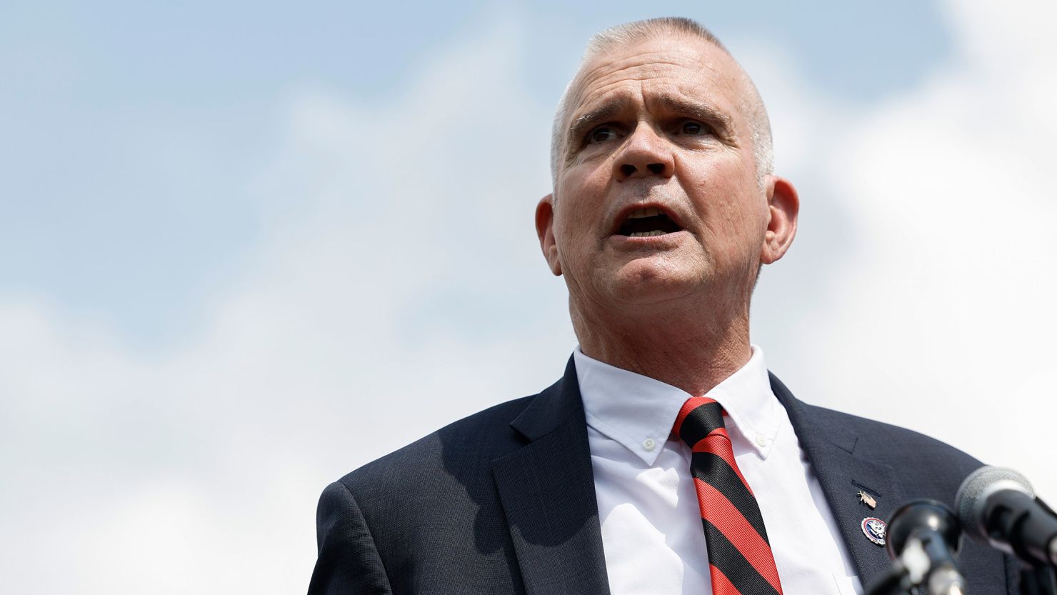 Rep. Matt Rosendale speaks at a news conference outside the US Capitol Building on July 25, 2023 in Washington, DC.