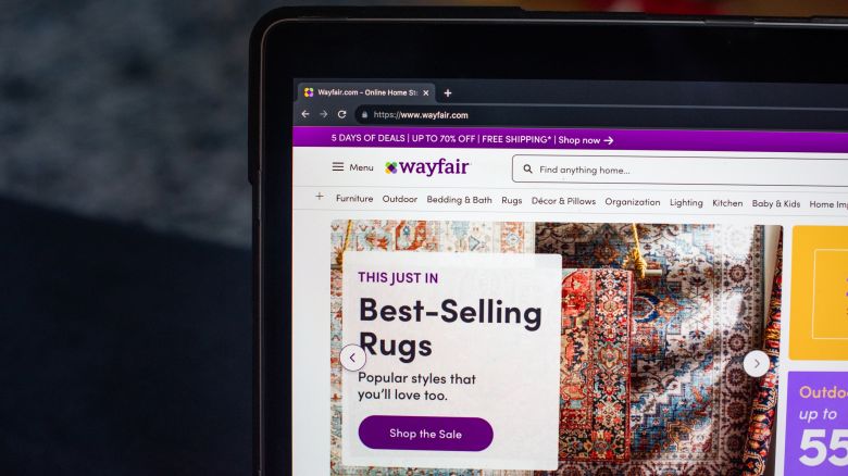 The Wayfair website on a laptop arranged in Hastings-on-Hudson, New York, US, on Monday, July 31, 2023.