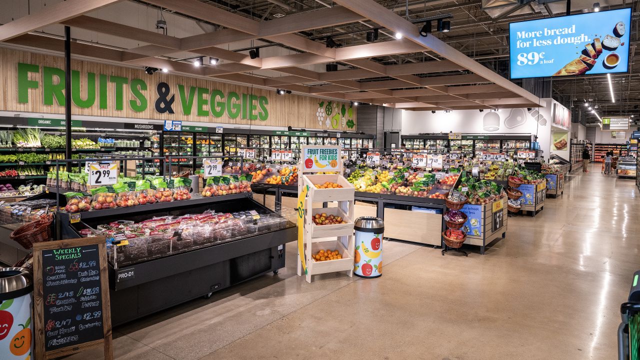 The fruit and vegetable section of an Amazon Fresh grocery store in Schaumburg, Illinois, US, on Monday, July 24, 2023.
