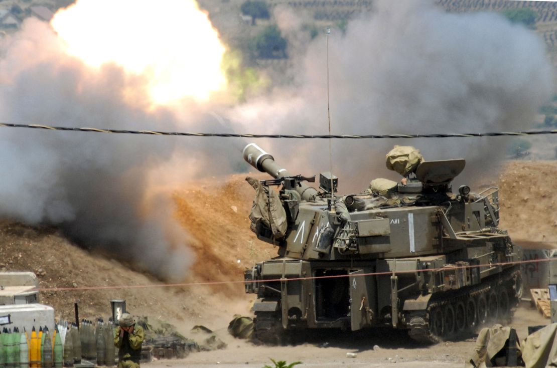 An Israeli mobile artillery unit fires a 155mm shells across the Israeli-Lebanese border during the 2006 conflict.