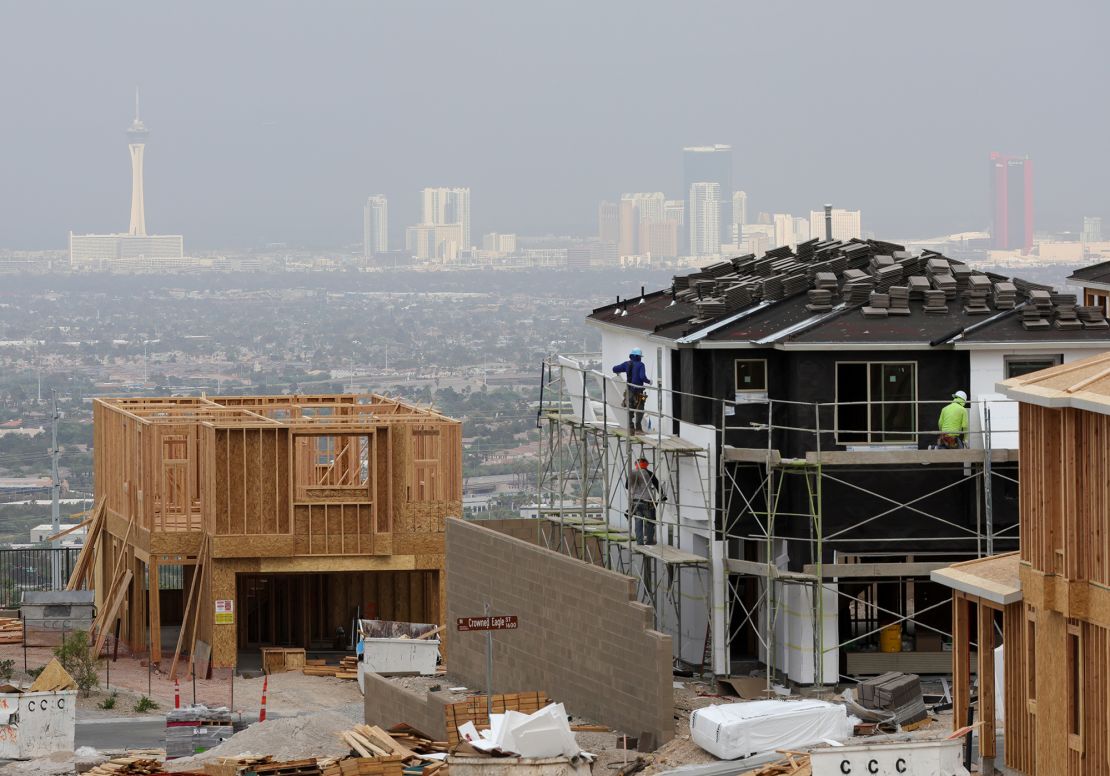 Homes under construction in the Summerlin community, on July 31, 2023, in Las Vegas, Nevada.