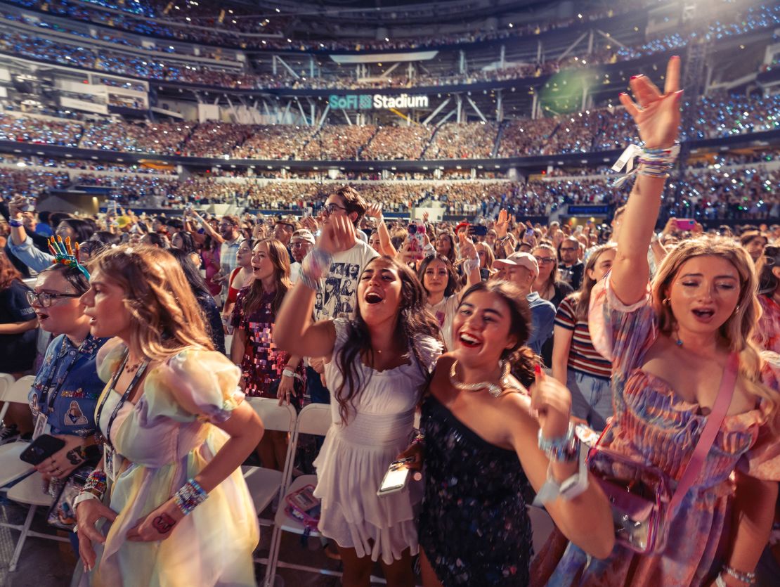 The crowd enjoying Taylor Swift's performance SoFi Stadium in Inglewood on August 7, 2023.