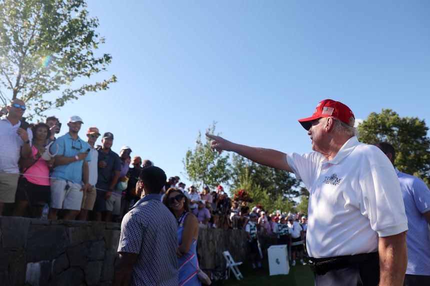 Trump attends a LIV Golf event in Bedminster, New Jersey, in 2023.