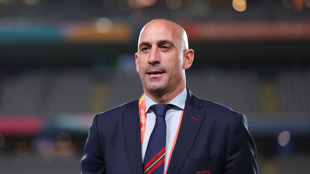 AUCKLAND, NEW ZEALAND - AUGUST 15: Luis Rubiales, President of the Royal Spanish Football Federation looks on prior to the FIFA Women's World Cup Australia & New Zealand 2023 Semi Final match between Spain and Sweden at Eden Park on August 15, 2023 in Auckland / TÄmaki Makaurau, New Zealand. (Photo by Maja Hitij - FIFA/FIFA via Getty Images)
