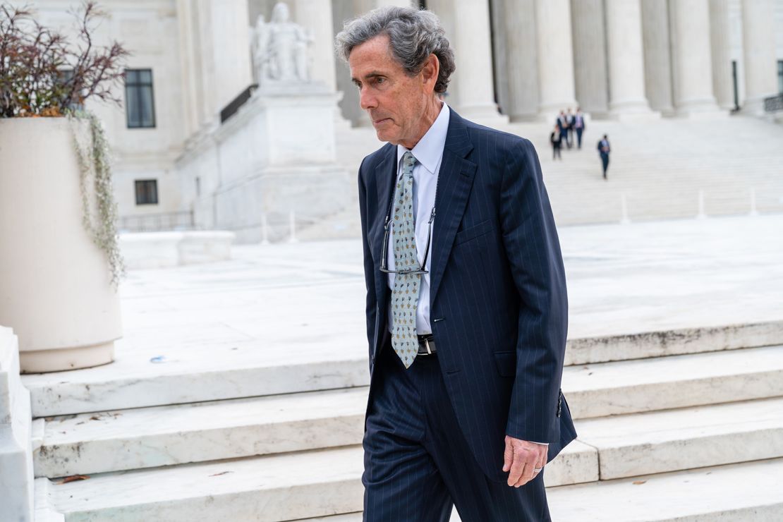 Edward Blum, the affirmative action opponent behind the lawsuits that challenged admission procedures at Harvard University and the University of North Carolina at Chapel Hill, leaves the Supreme Court in Washington, D.C.