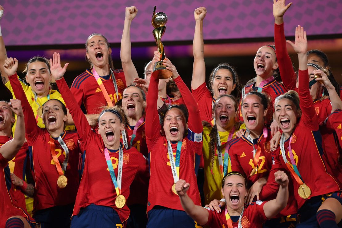 Spain celebrates winning the 2023 FIFA Women's World Cup in Australia.