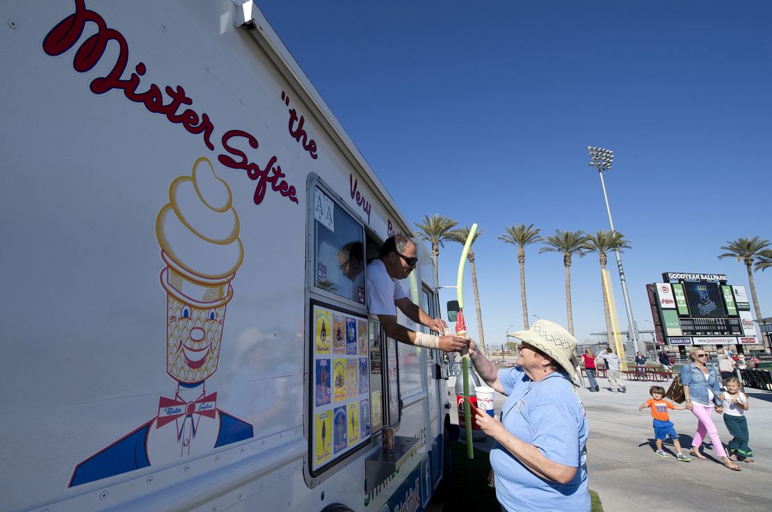 A Mister Softee truck during a spring training baseball game in Goodyear, Arizona, in 2013.