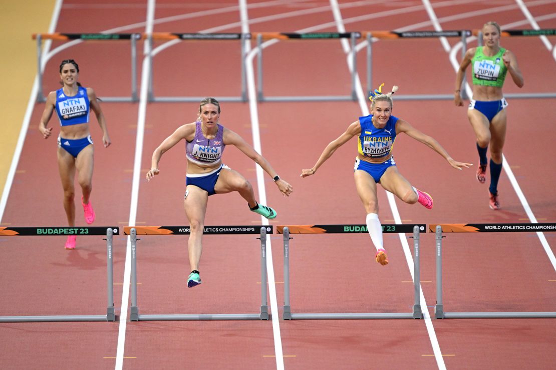 Ryzhykova competes at the World Athletics Championships in Hungary, Budapest.