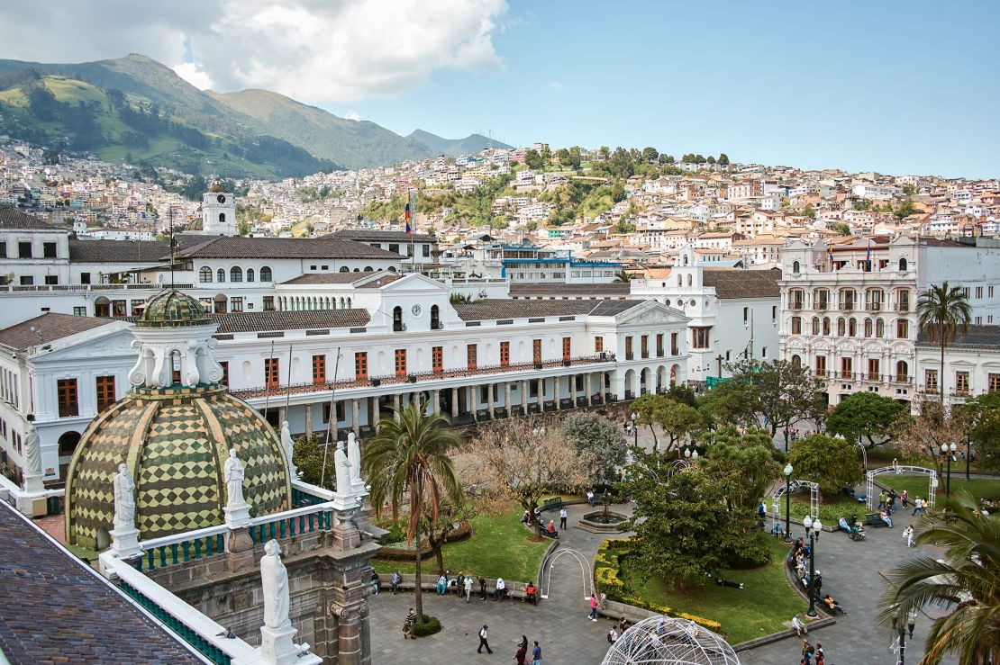 Mount Chimborazo is about four hours south of Quito (pictured) by car.