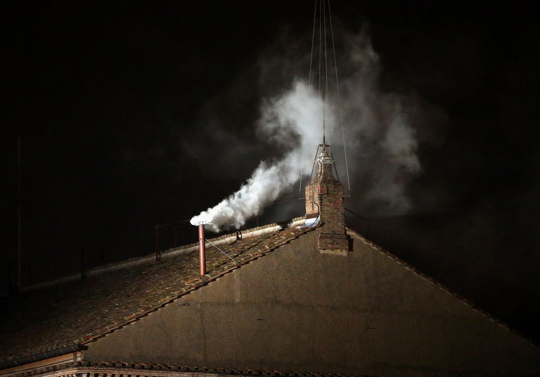 White smoke emerged from the chimney on the Sistine Chapel when a new pope was elected on March 13, 2013.