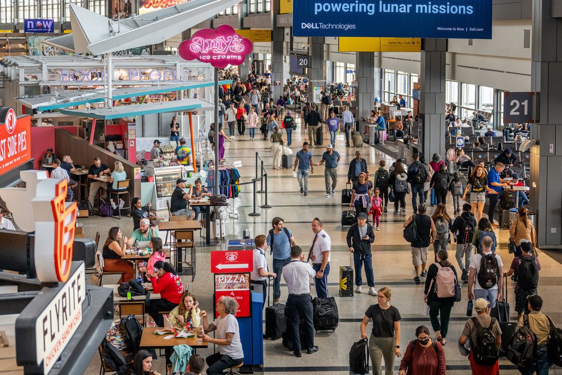 People travel through Austin-Bergstrom International Airport in Texas for the 2023 Labor Day weekend.