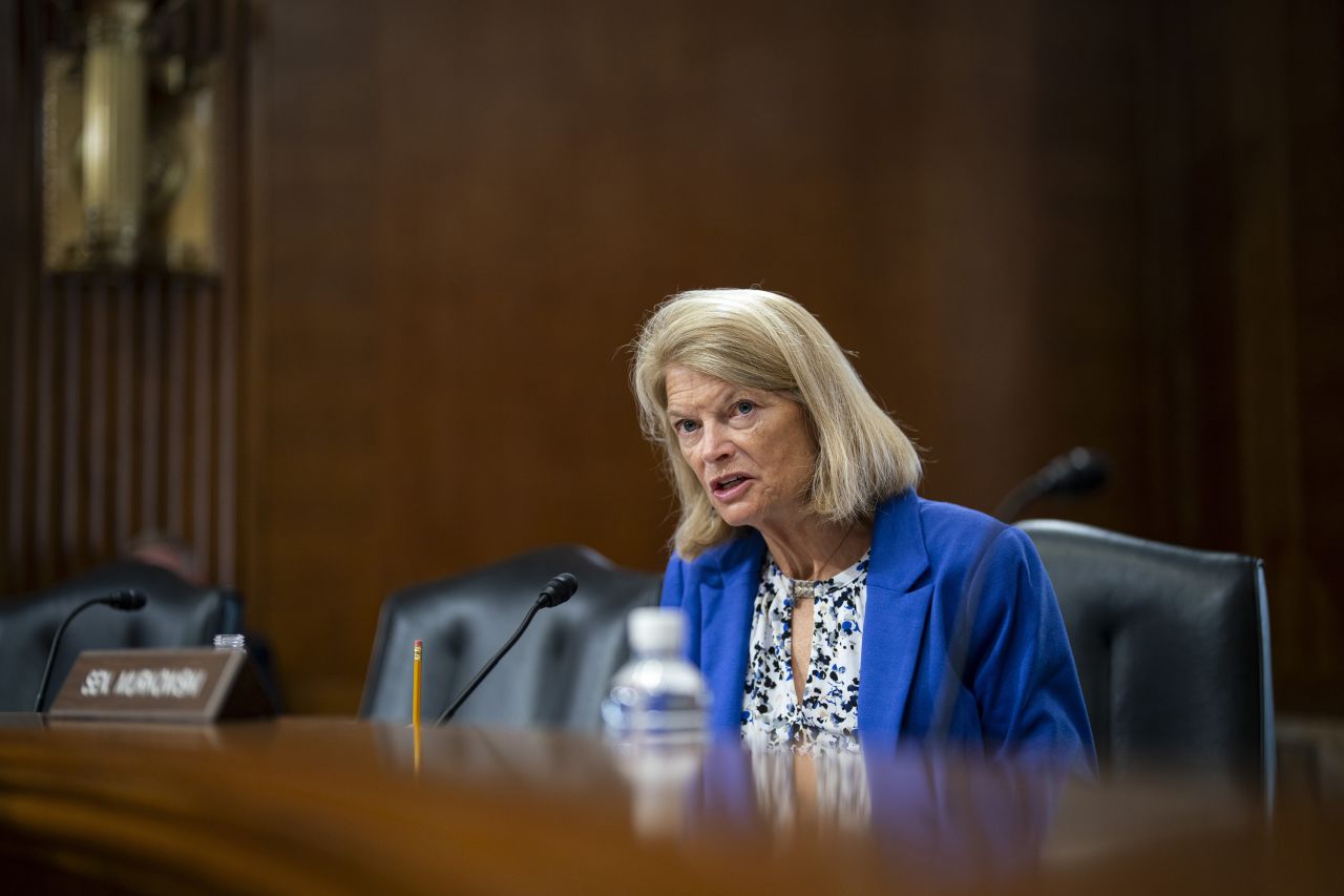 Senator Lisa Murkowski speaks during a Senate Energy and Natural Resources Committee hearing in Washington, DC, on September 7, 2023.