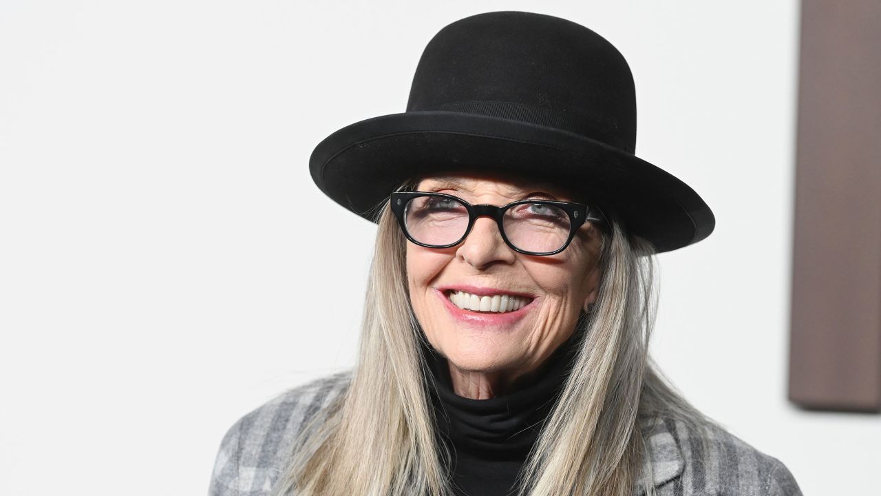Diane Keaton at the Ralph Lauren Spring 2024 Ready To Wear Fashion Show at the Brooklyn Navy Yard on September 8, 2023 in Brooklyn, New York. (Photo by Gilbert Flores/WWD via Getty Images)