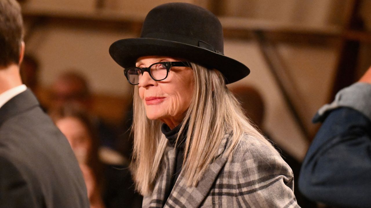 US actress Diane Keaton attends the Ralph Lauren Spring Summer 2024 runway show during New York Fashion Week in New York on September 8, 2023. (Photo by ANGELA WEISS / AFP) (Photo by ANGELA WEISS/AFP via Getty Images)