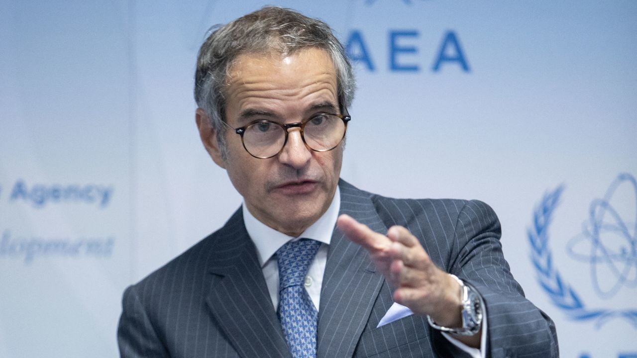 Rafael Grossi, Director General of the International Atomic Energy Agency (IAEA) speaks during to the IAEA's Board of Governors meeting at the agency's headquarters in Vienna, Austria on September 11, 2023. The UN nuclear watchdog said on September 11, it regretted that "no progress" had been made by Iran on outstanding issues, including reinstalling cameras to monitor Tehran's nuclear programme and explaining uranium traces. (Photo by Alex HALADA / AFP) (Photo by ALEX HALADA/AFP via Getty Images)