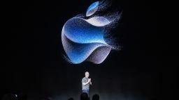 Tim Cook, chief executive officer of Apple Inc., speaks during a launch event for the new Apple iPhone 15 at Apple Park in Cupertino, California, on September 12, 2023.