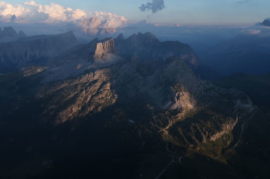 A view of the Nuvolau mountain group in the Dolomites.