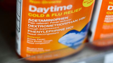 Bottles of CVS Health cold and flu medicine containing phenylephrine is displayed for sale in a CVS Pharmacy store in Hawthorne, California on September 12, 2023. A US Food and Drug Administration (FDA) advisory panel voted that the common oral decongestant ingredient Phenylephrine is ineffective. (Photo by Patrick T. Fallon / AFP) (Photo by PATRICK T. FALLON/AFP via Getty Images)