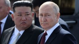 North Korean leader Kim Jong-un and Russian President Vladimir Putin meet in Russia's Far East in September 2023.