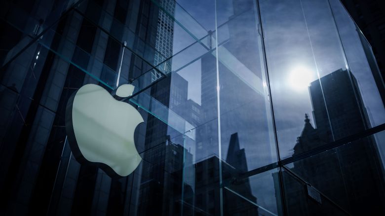 16 September 2023, USA, New York: Apple's logo, taken at the Apple Store on 5th Avenue in Manhattan.