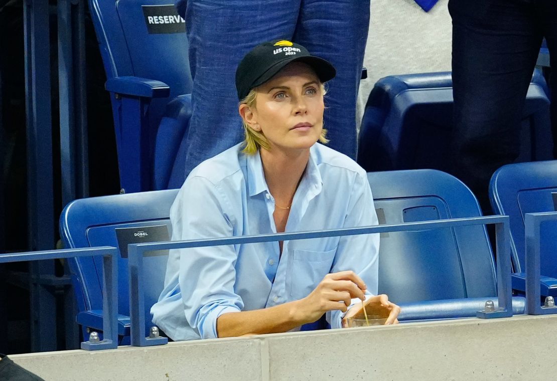 Charlize Theron watches the US Open in the Dobel suite, with an Ace Paloma in hand.