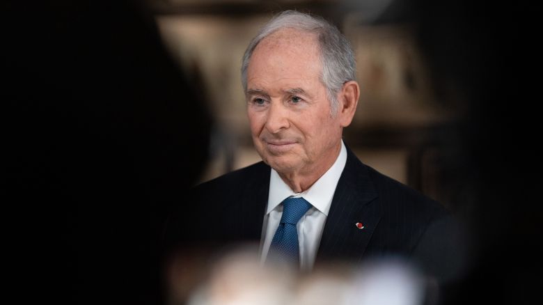 Stephen Schwarzman, billionaire and chief executive officer of Blackstone Group Inc., during a Bloomberg Television interview on the sidelines of the International Private Equity Market (IPEM) conference in Paris, France, on Tuesday, Sept. 19, 2023.