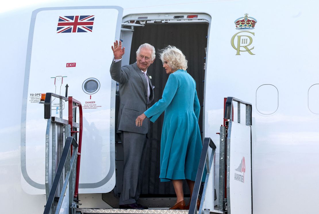 Charles and Camilla head home after a trip to Paris and Bordeaux.