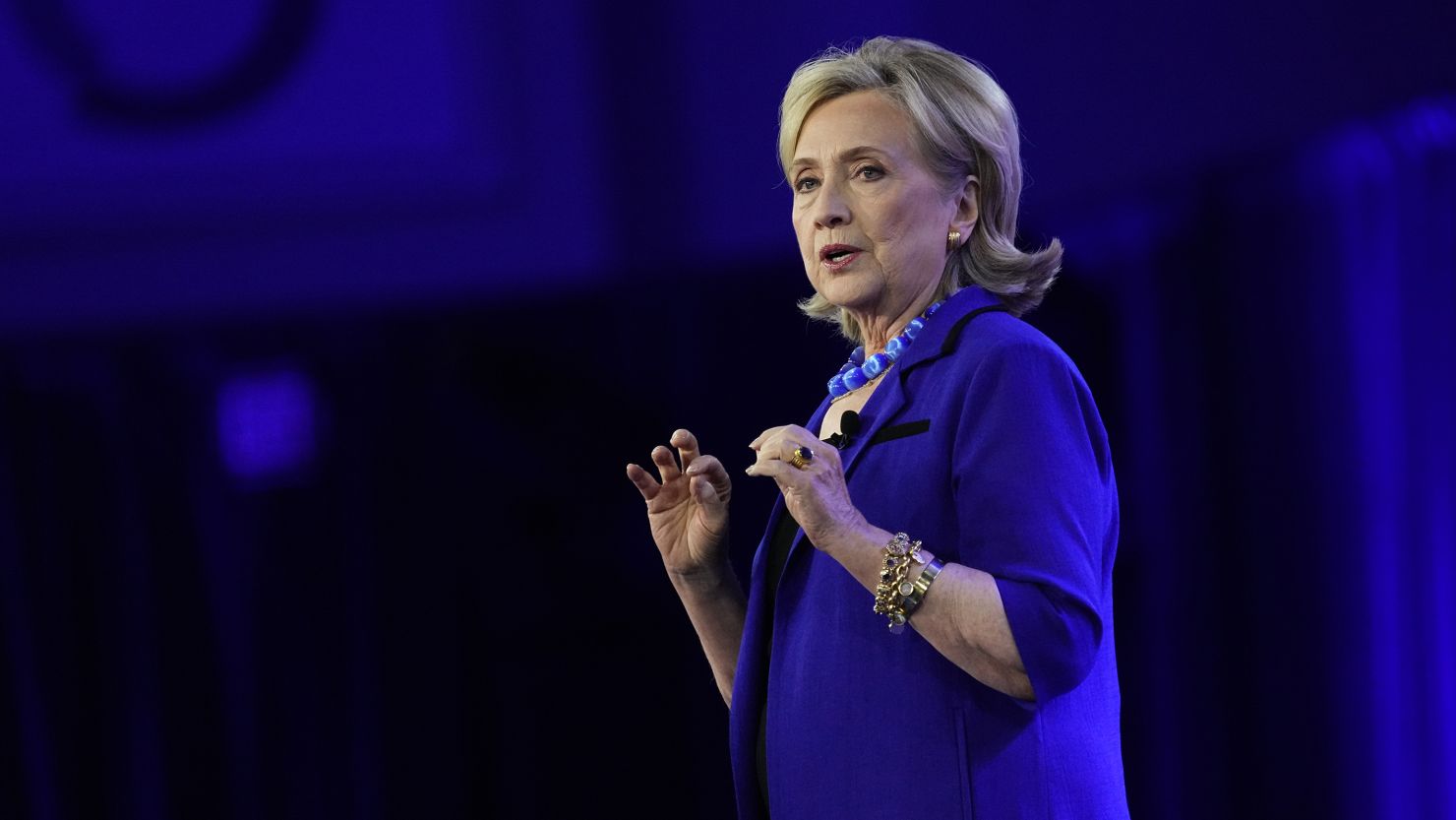 Former Secretary of State Hillary Clinton speaks during the Clinton Global Initiative meeting in New York City on September 18, 2023.