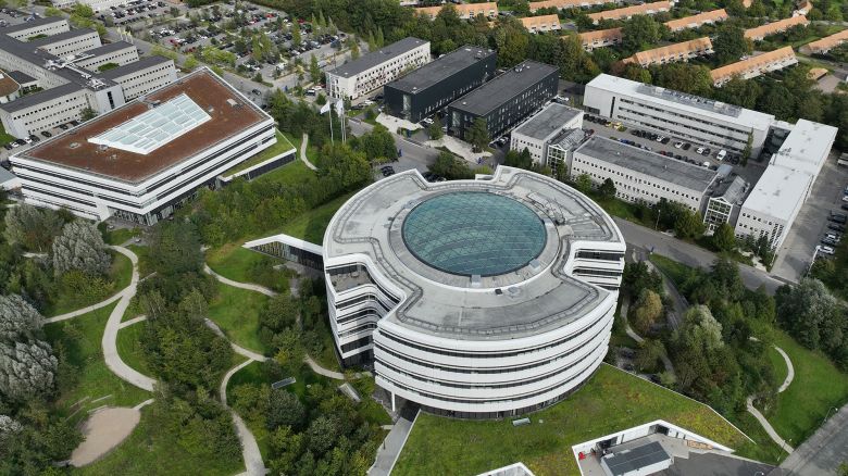 This aerial view shows the Novo Nordisk headquarters in Bagsvaerd on September 26, 2023. Novo Nordisk is a leading global healthcare company, founded in 1923 and headquartered in Denmark, aiming to defeat diabetes and other serious chronic diseases such as obesity and rare blood and endocrine disorders. On June 12, 2023, the company announced plans to invest 15.9 billion Danish kroner to expand an existing Active Pharmaceutical Ingredient (API) production facility in the country.
