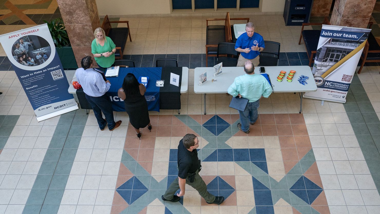 Jobseekers attend the Cape Fear Community College's Business and IT Career Fair at Cape Fear Community College North Building in Castle Hayne, North Carolina, on Wednesday, Sept. 20, 2023.