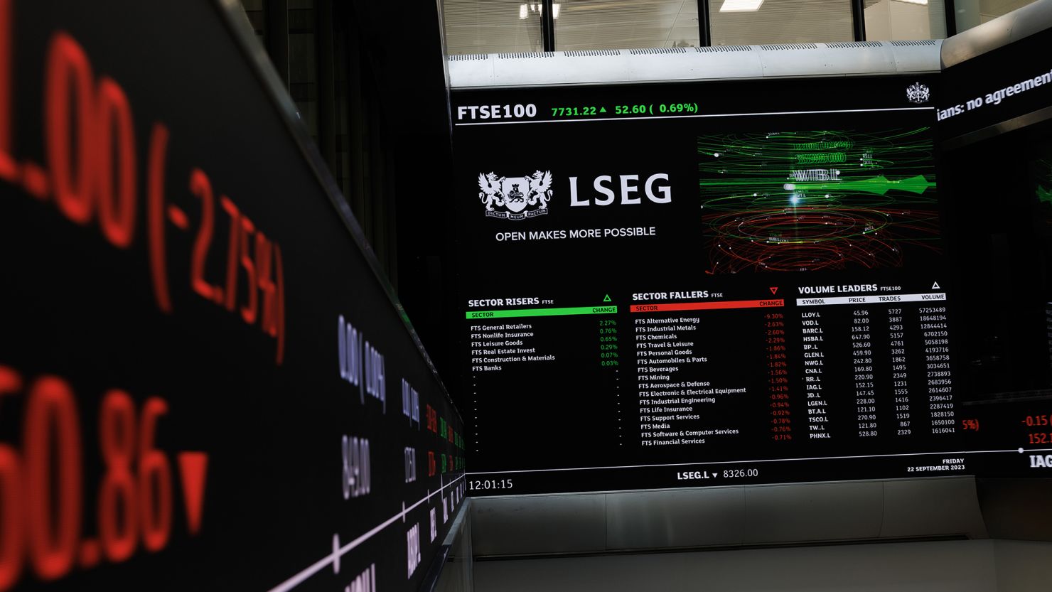 The foyer of the London Stock Exchange, seen in September 2023.